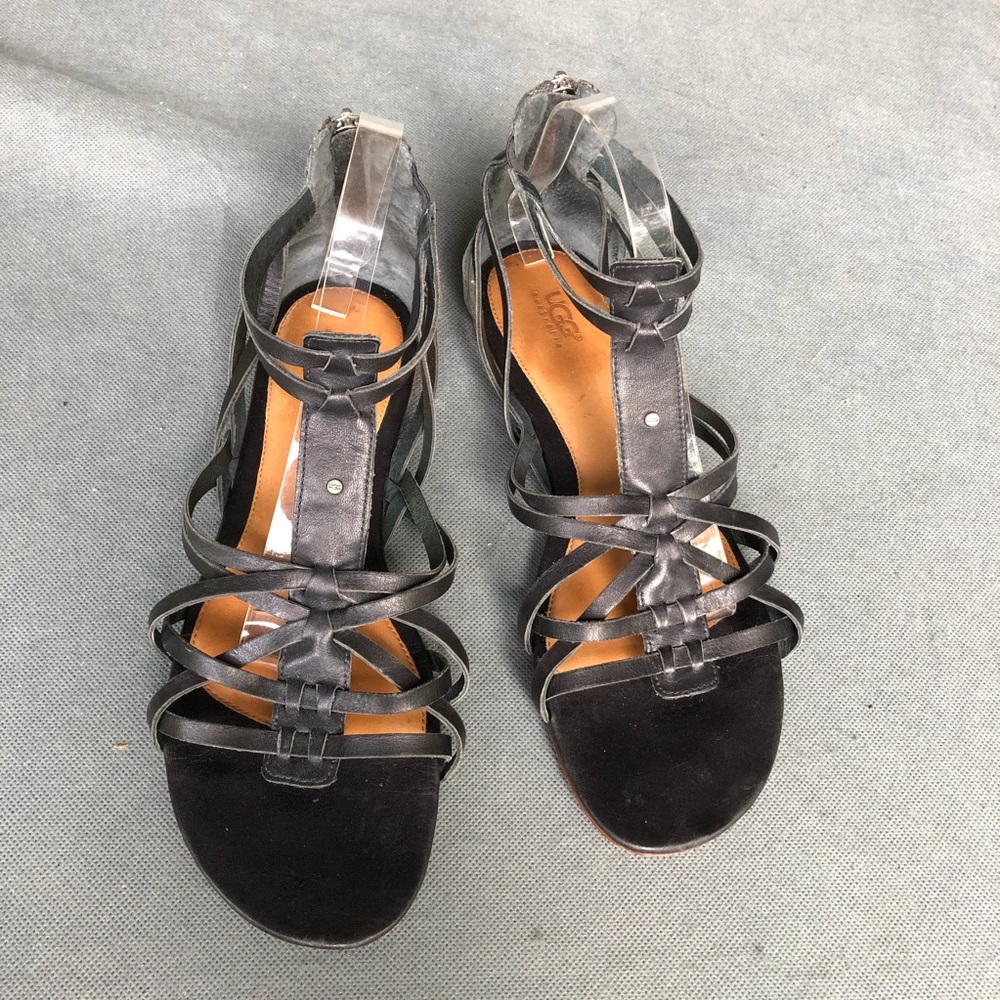 Black leather gladiator sandals